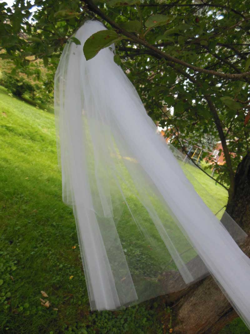 Rhinestone Trim Edge Illusion 3 Tier Cathedral Veil Long Blusher Veil