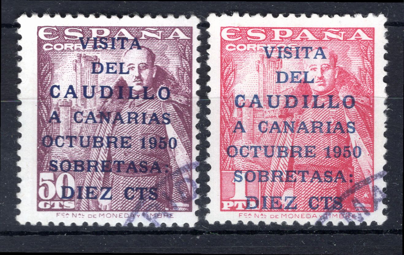 España, general Franco visita a Islas Canarias, 1950, Conjunto de 2 eBay