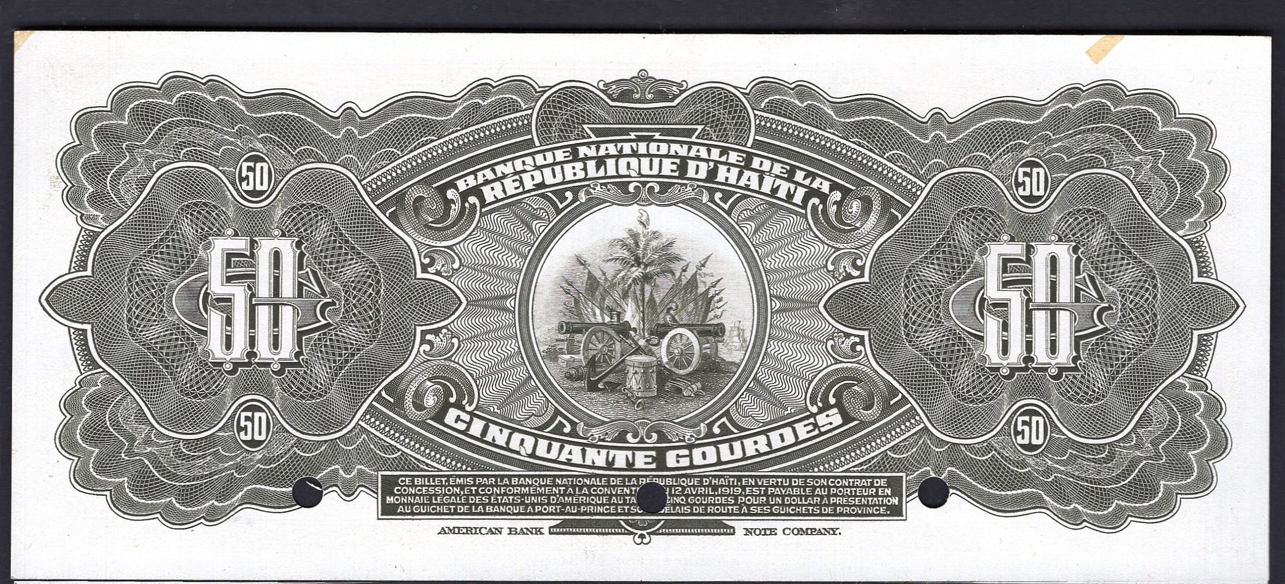 Haiti, Banque Nationale, 50 gourdes (c.1951), specimen 00000 (WPM 183s