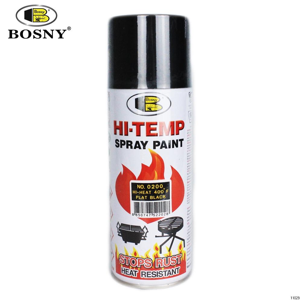 BOSNY SPRAY PAINT HITEMP NO.0200 FLAT BLACK HIHEAT Veligaa Hardware