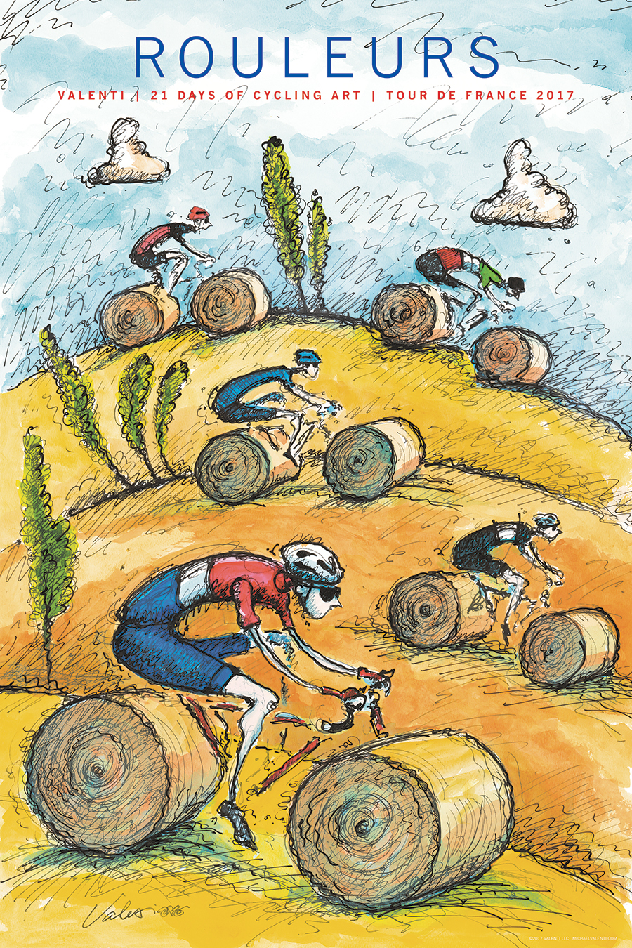 TdF Rouleurs Cycling Art Series Print Michael Valenti