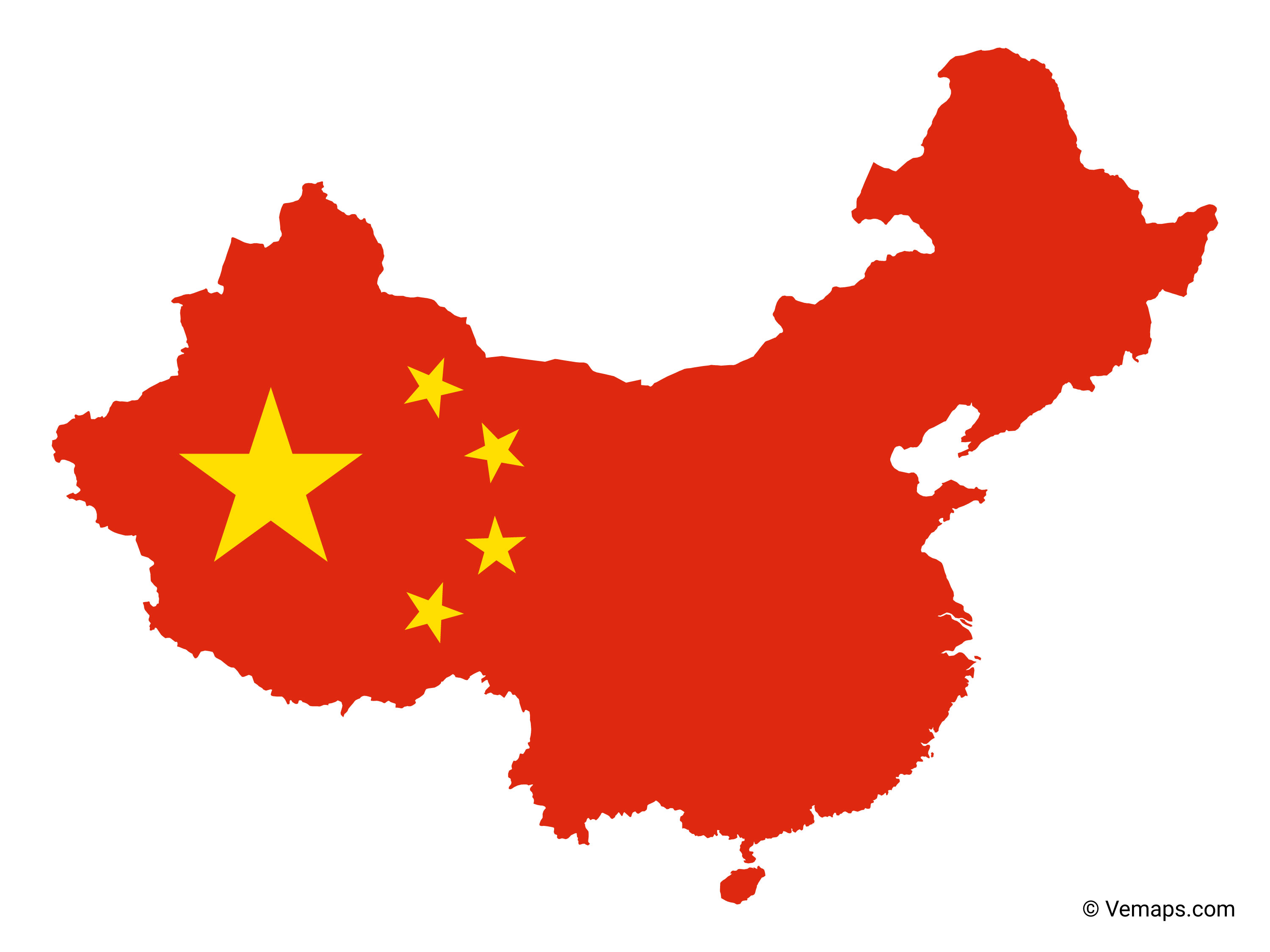 Flag Map of China Free Vector Maps