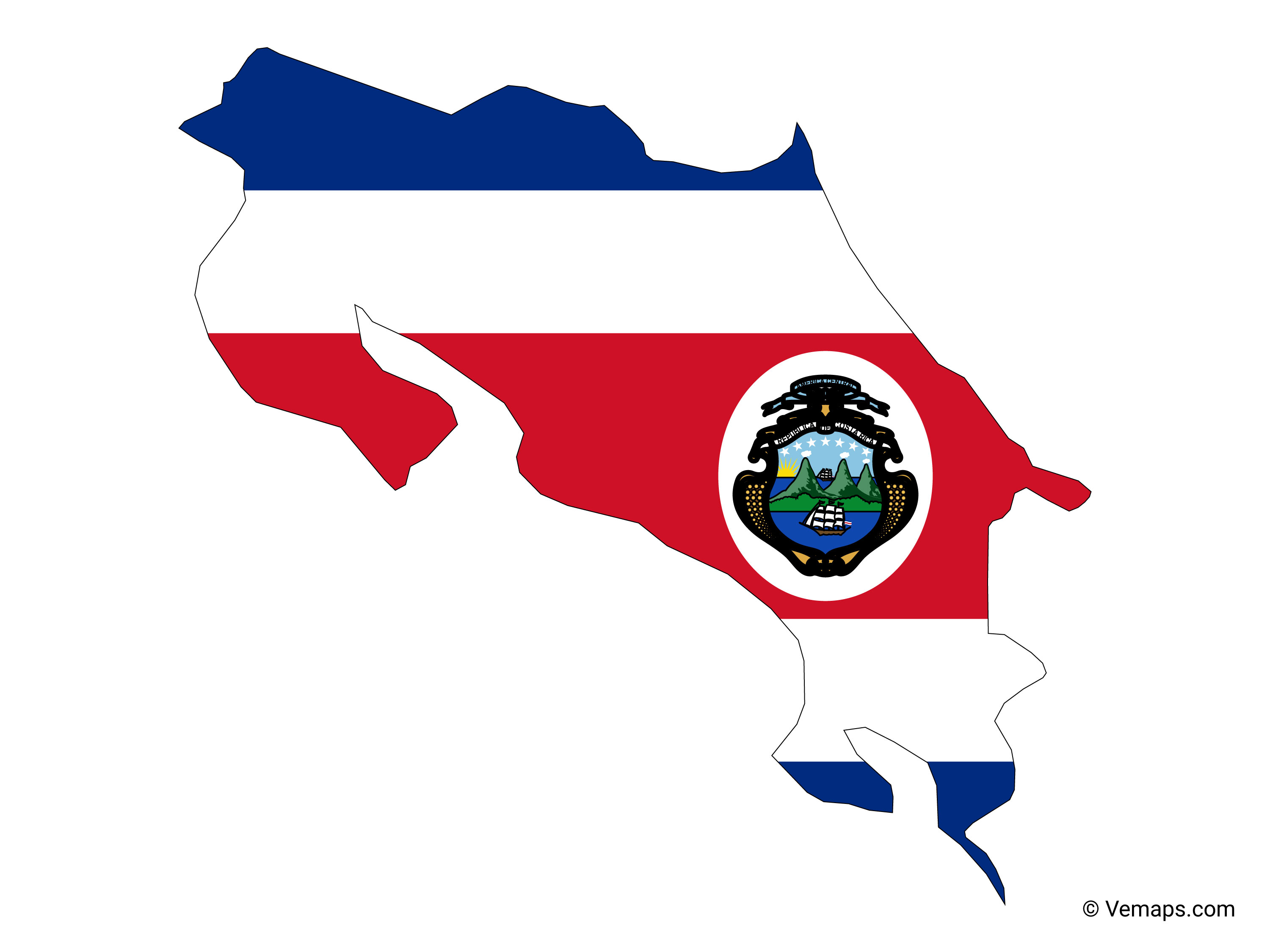 Flag Map of Costa Rica Free Vector Maps