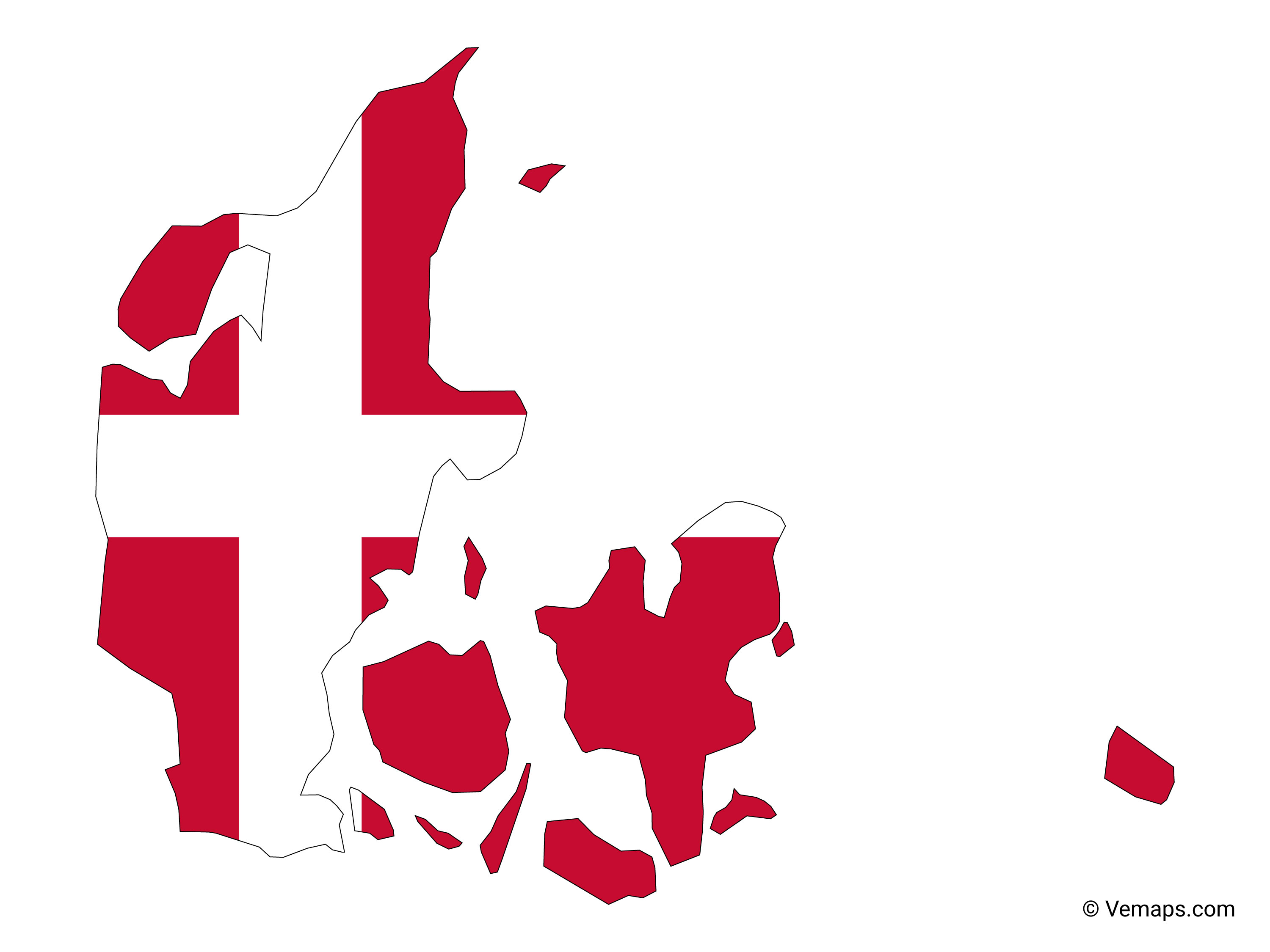 Flag Map of Denmark Free Vector Maps