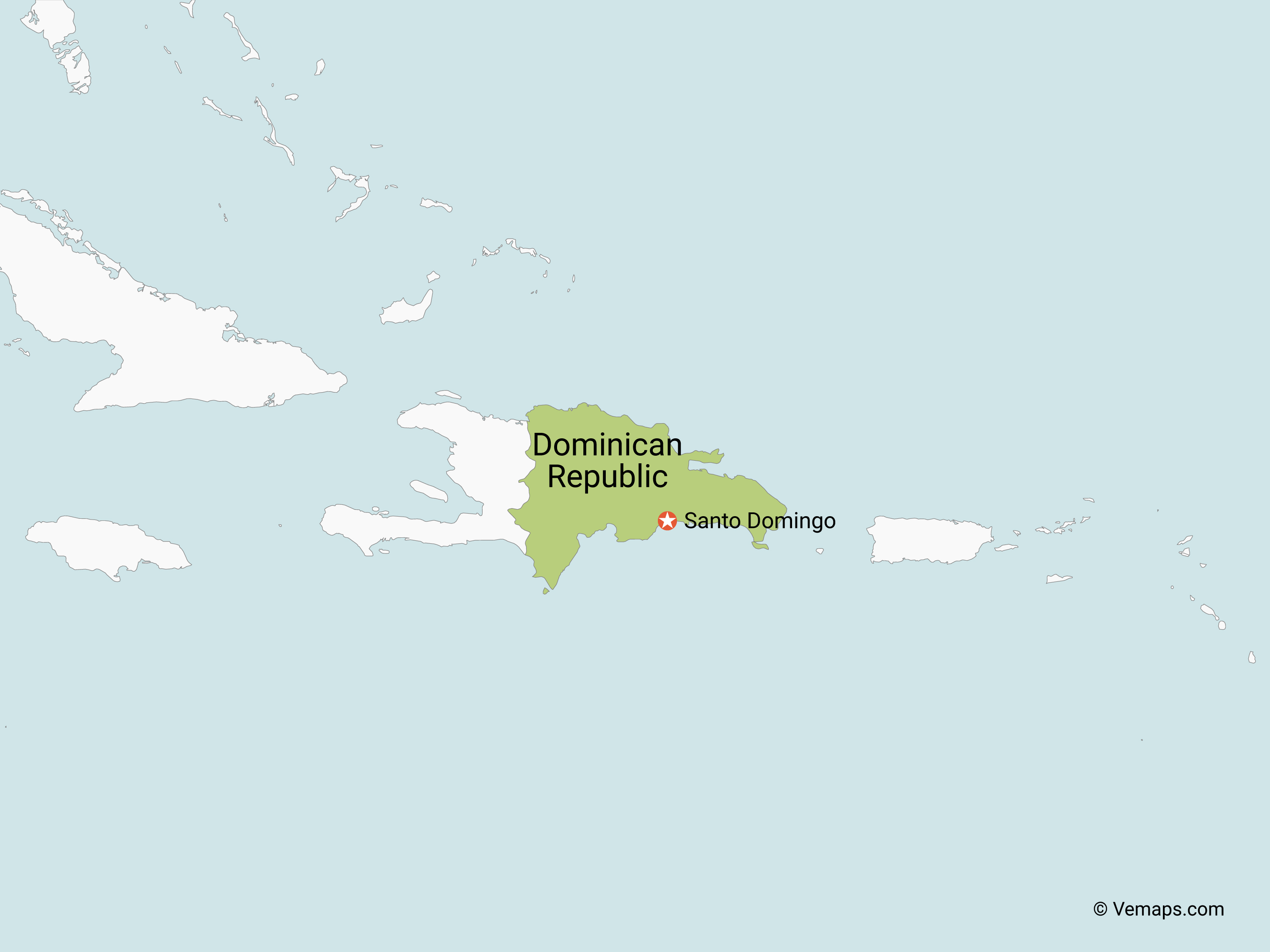 Map of Dominican Republic with Neighbouring Countries Free Vector Maps