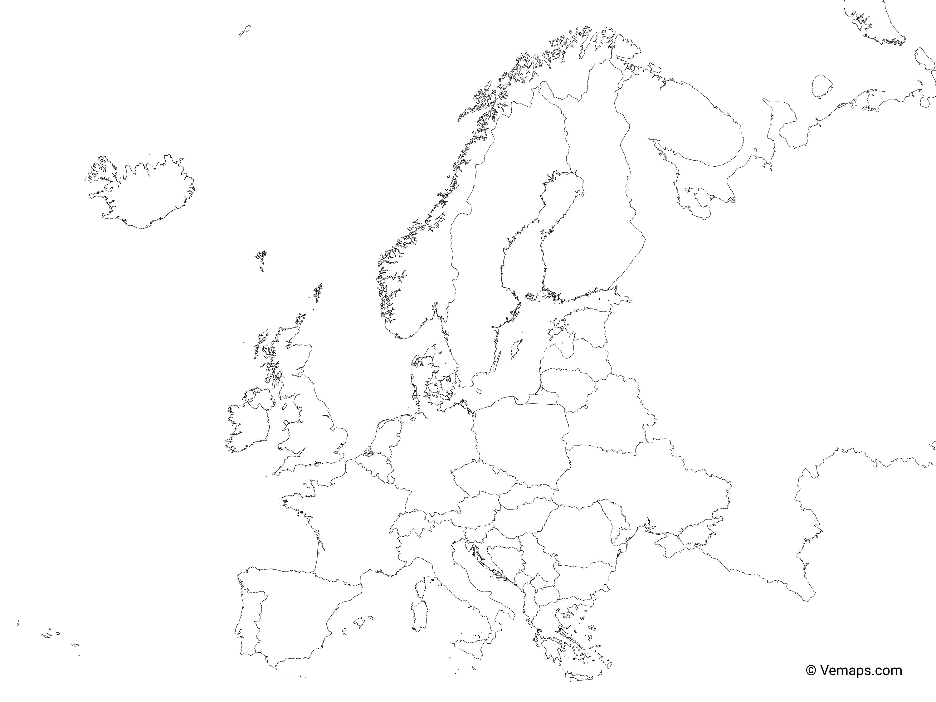 Simple Europe Map Outline