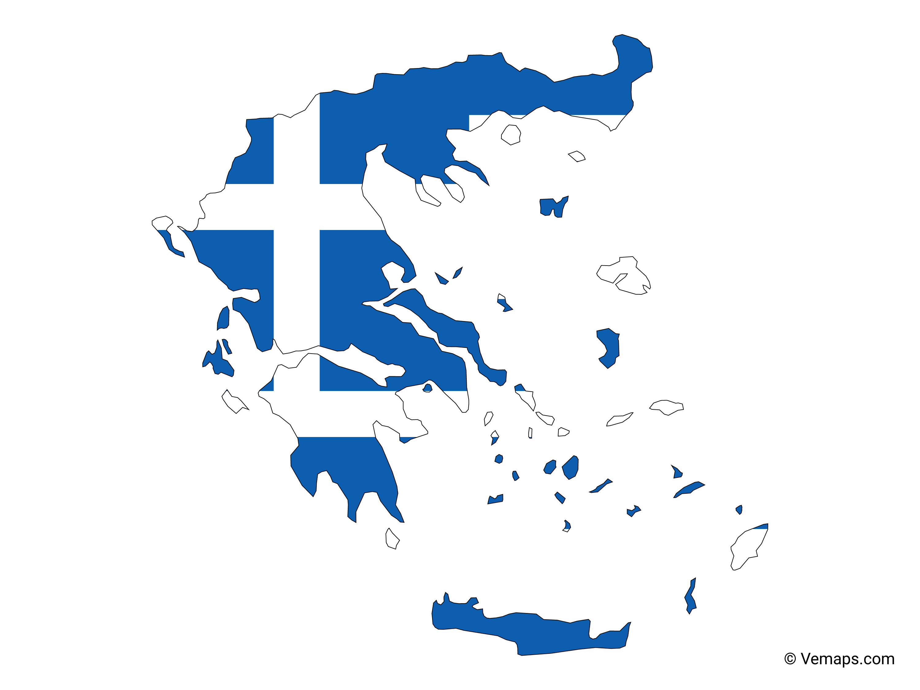 Flag Map of Greece Free Vector Maps