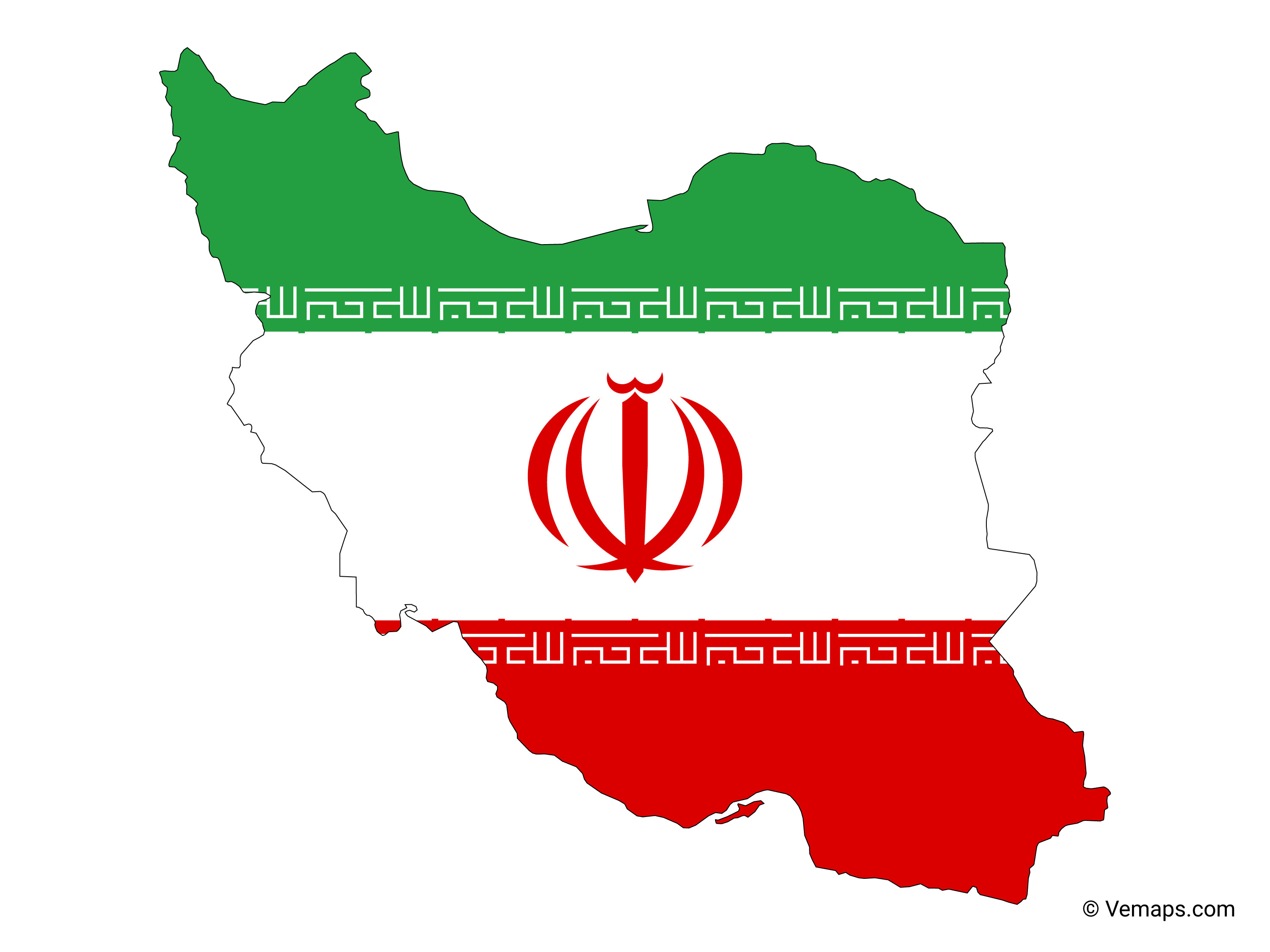 Iran Map With Flag