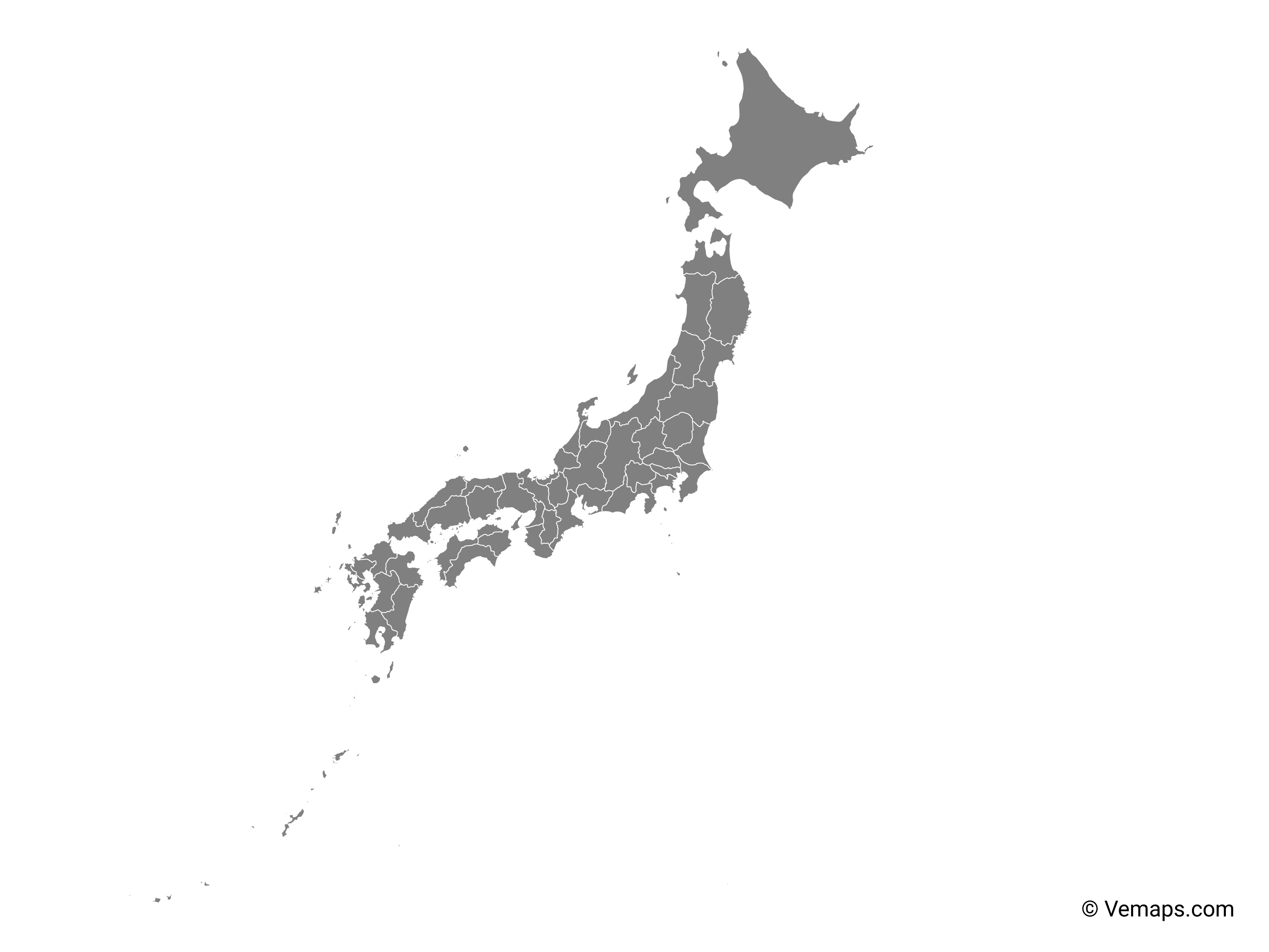 Blank Map Of Japan Prefectures Map of Japan Prefectures of japan
