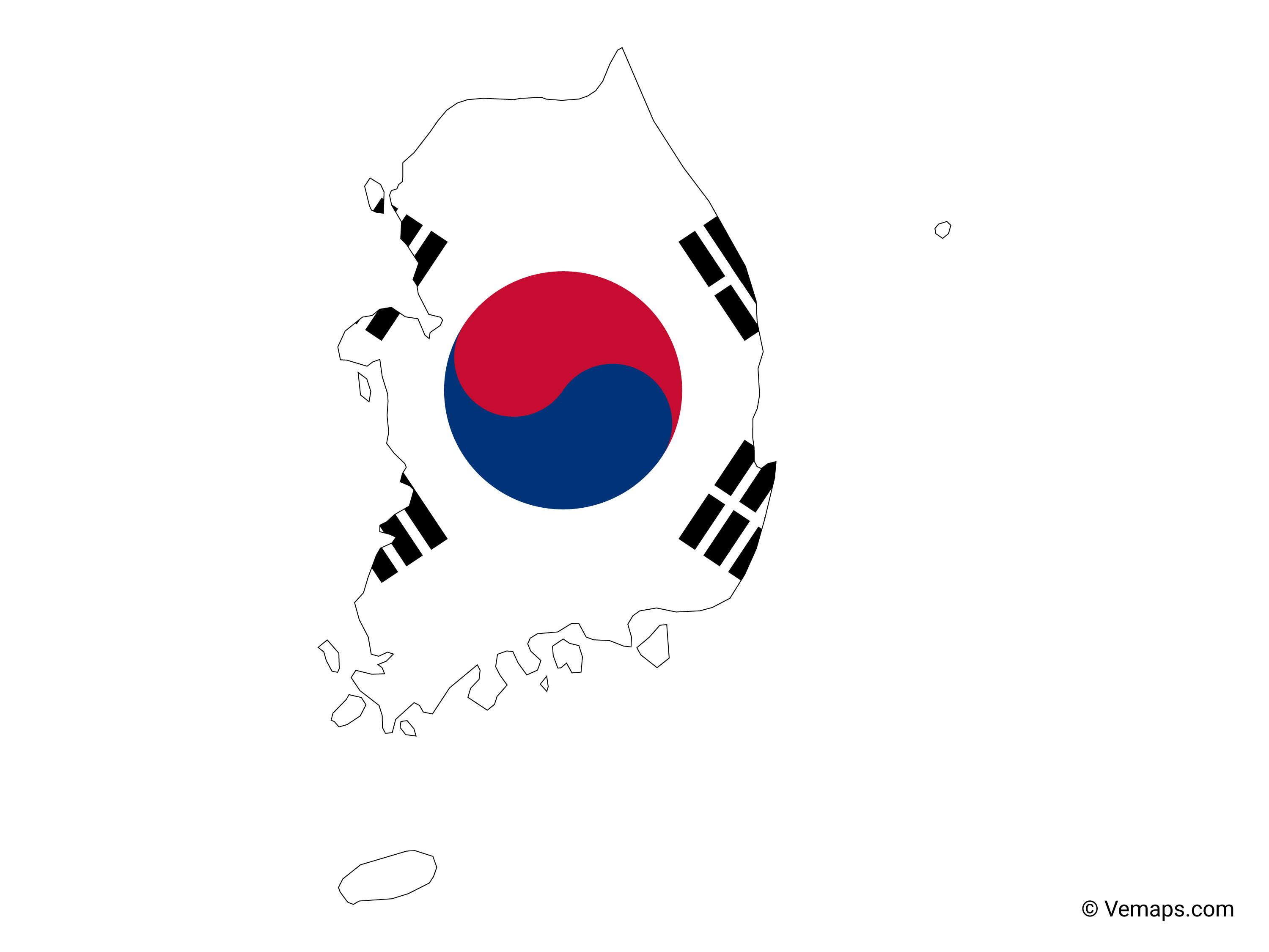 Flag Map of South Korea Free Vector Maps