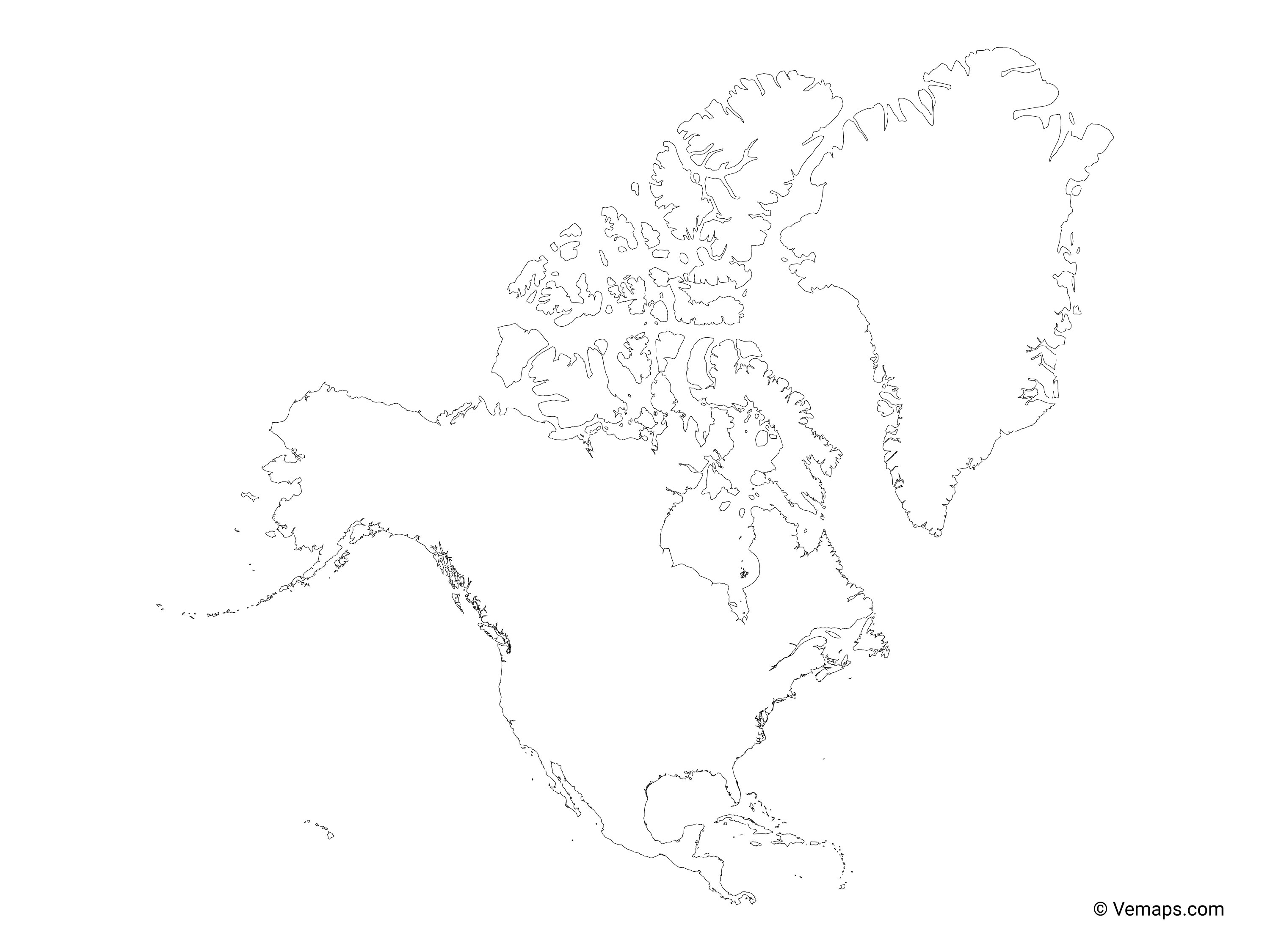 Outline Map of North America Free Vector Maps