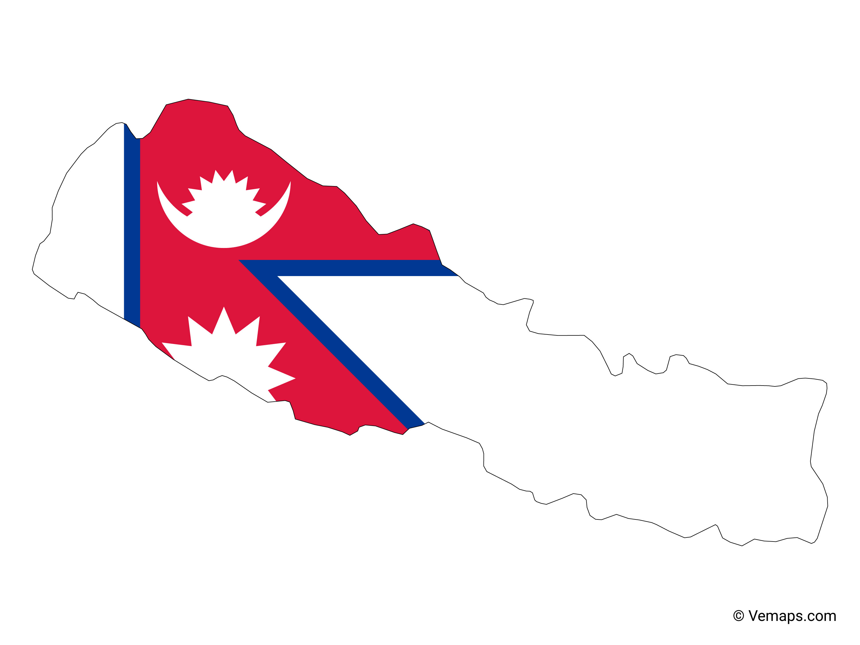 Flag Map of Nepal Free Vector Maps