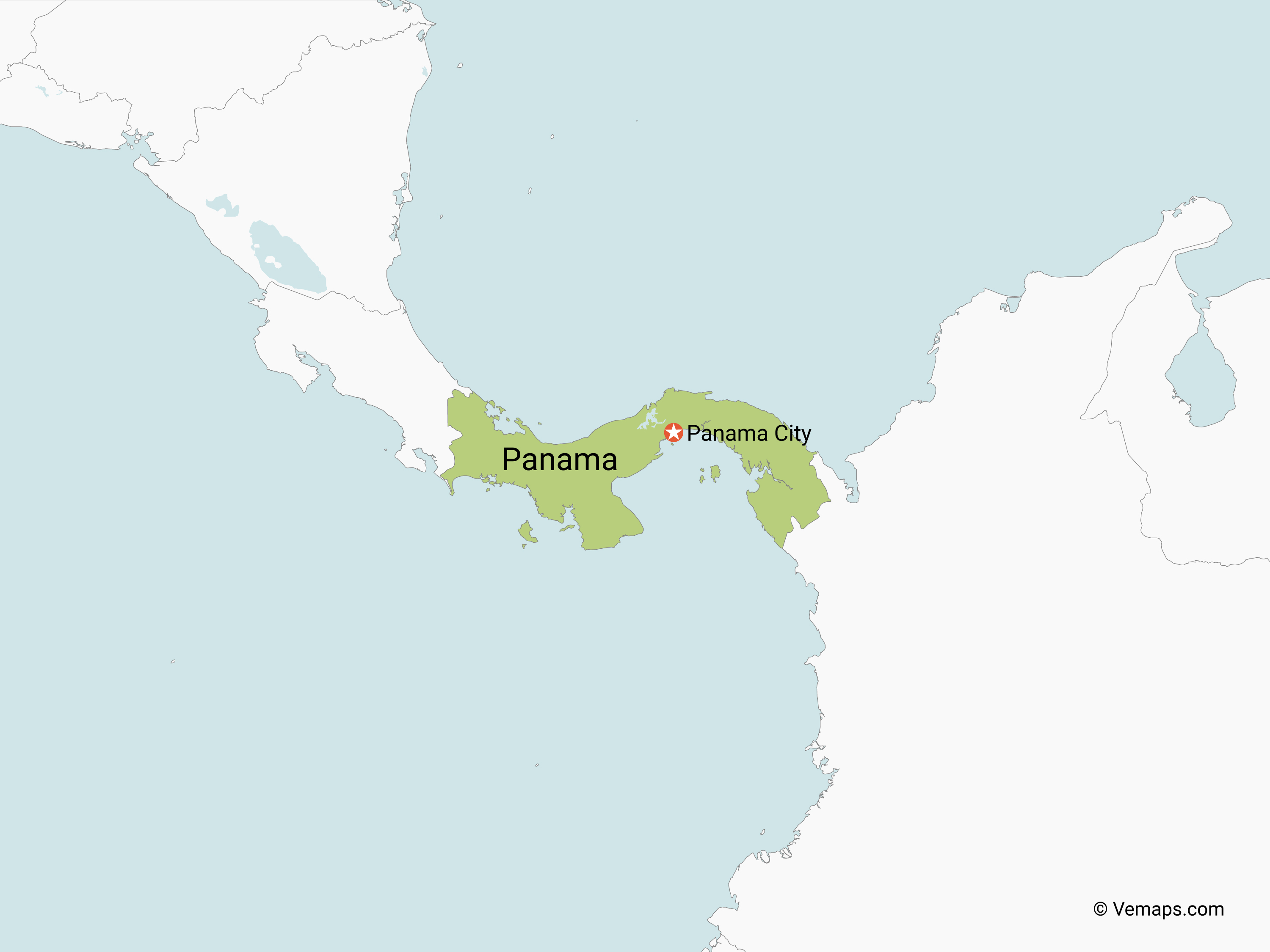 Map of Panama with Neighbouring Countries Free Vector Maps