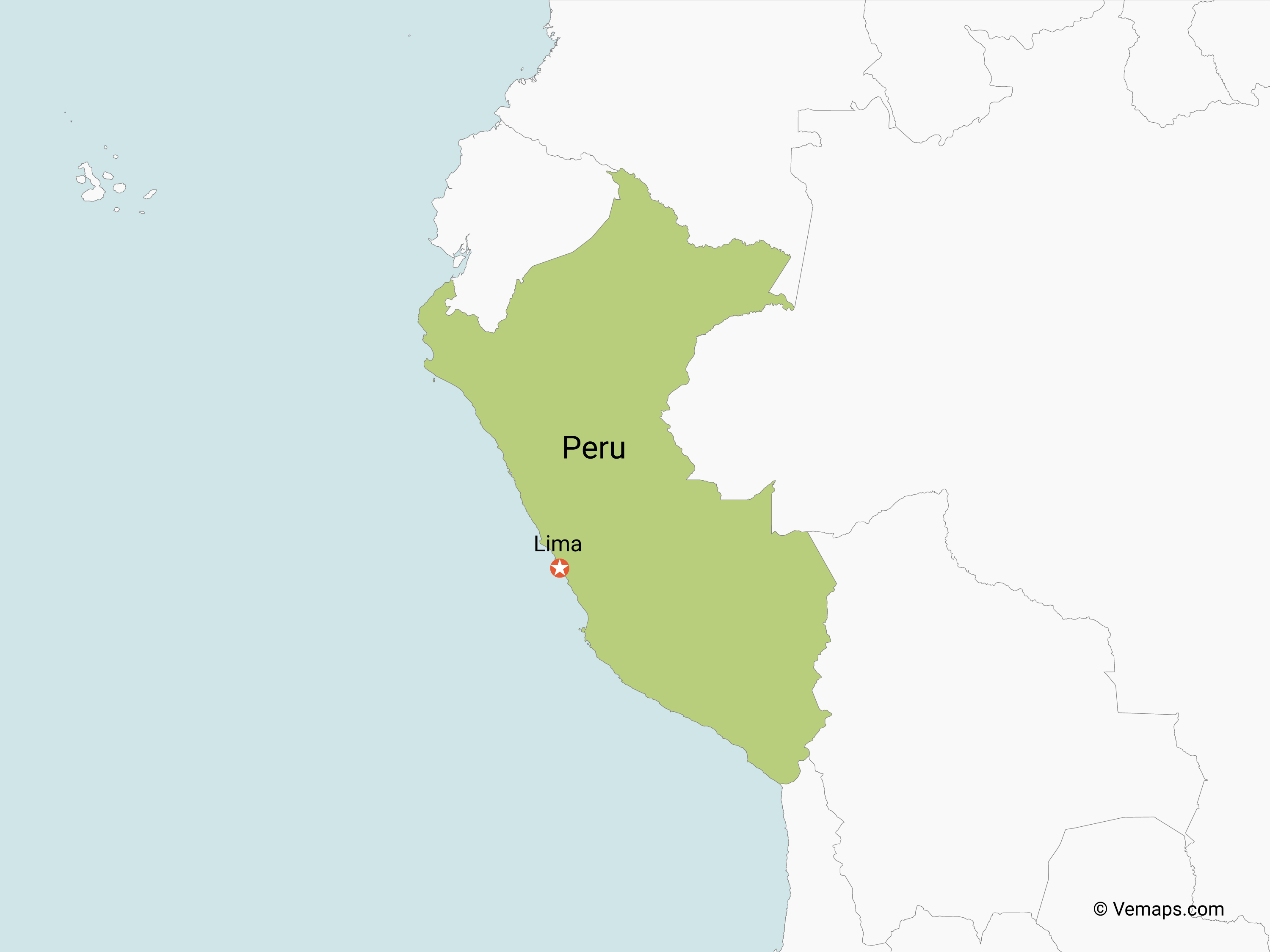 Map of Peru with Neighbouring Countries Free Vector Maps