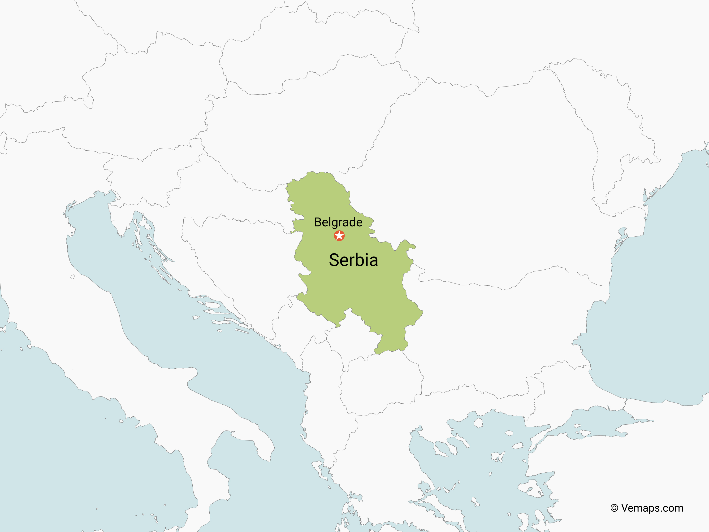 Map of Serbia with Neighbouring Countries Free Vector Maps