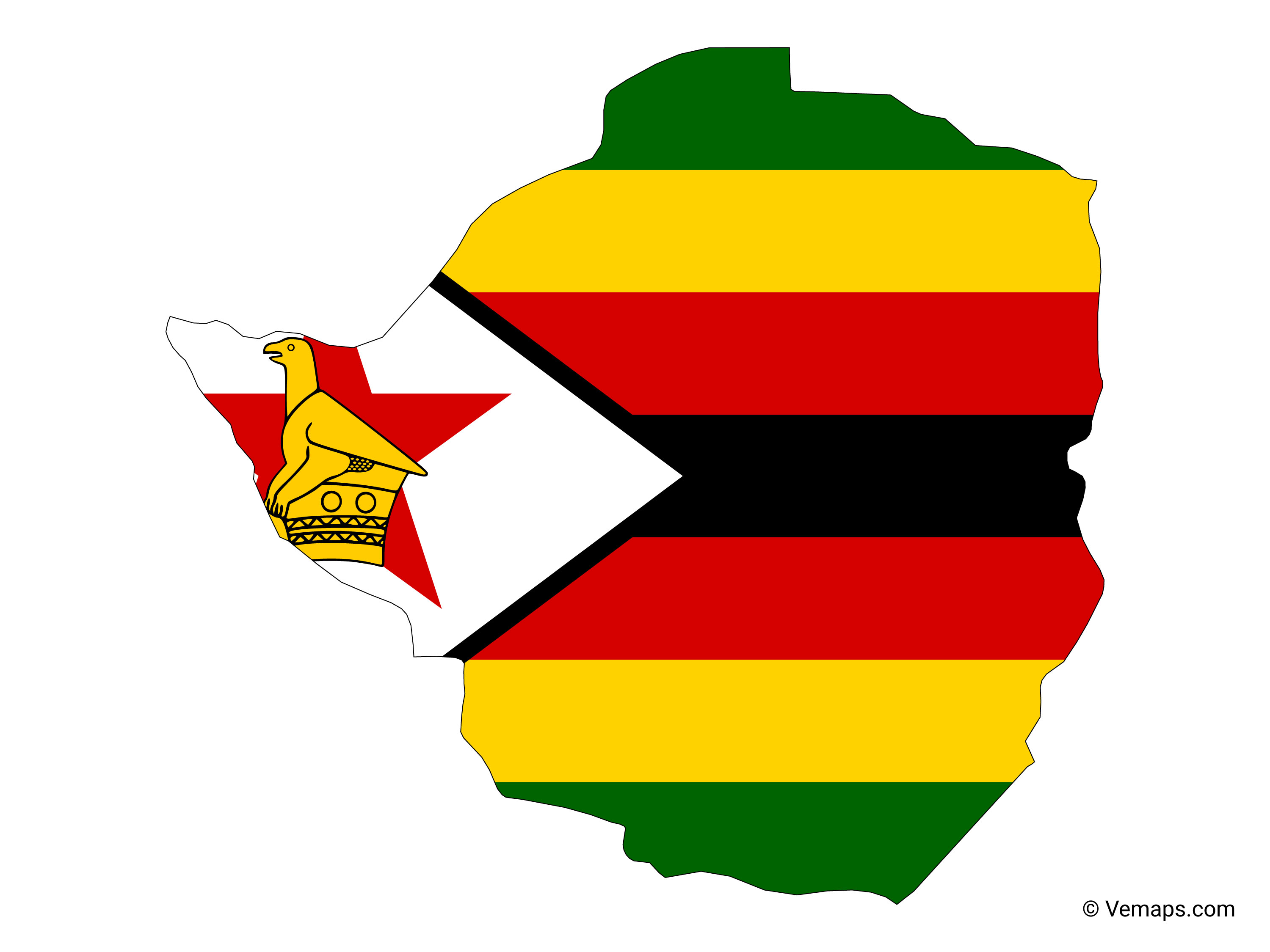 Flag Map of Zimbabwe Free Vector Maps