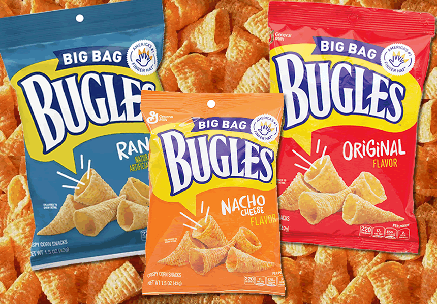 Bugles Nacho, Regular or Ranch 1.5 oz. Vendors Source Inc.