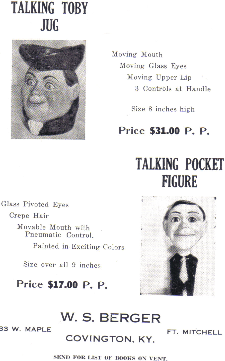 W.S. Berger and Ventriloquist Figure Maker Len Insull Ventriloquist