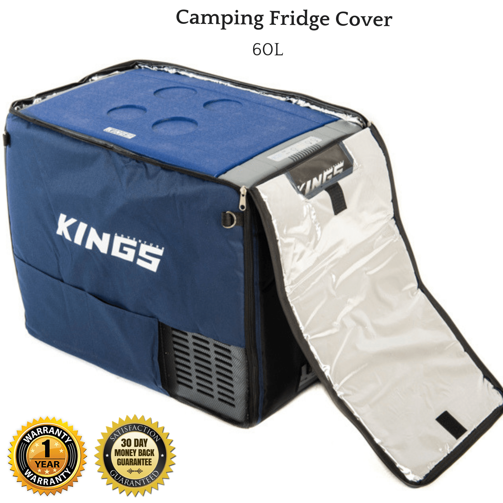60L Insulated Camping Fridge Cover w/ Mesh Ventilation & Pockets