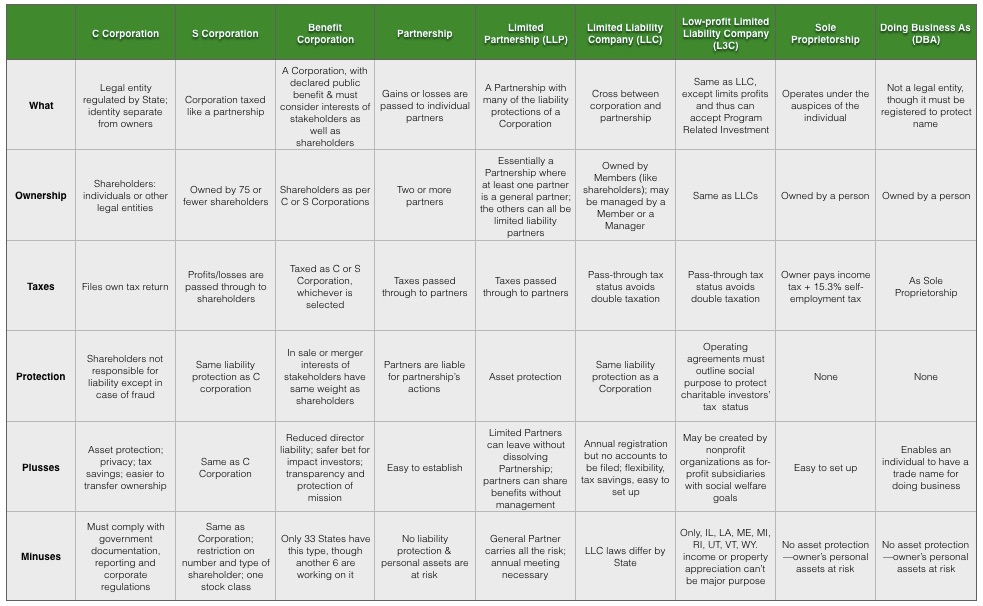 Business Entity Types Venture Founders