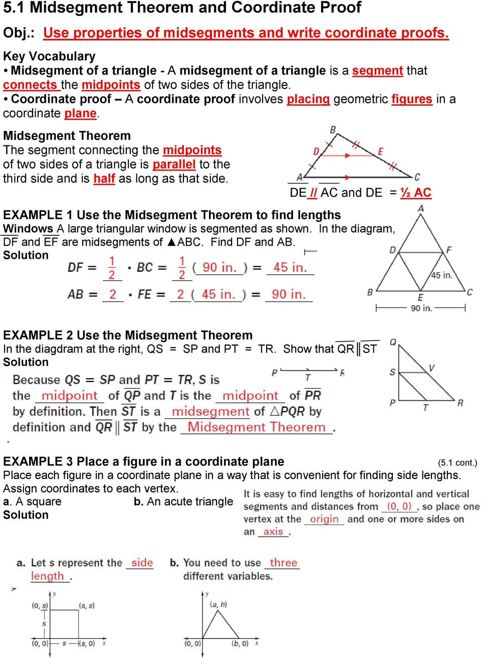 Midsegment Theorem Worksheet Answer Key Onlineworksheet.my.id
