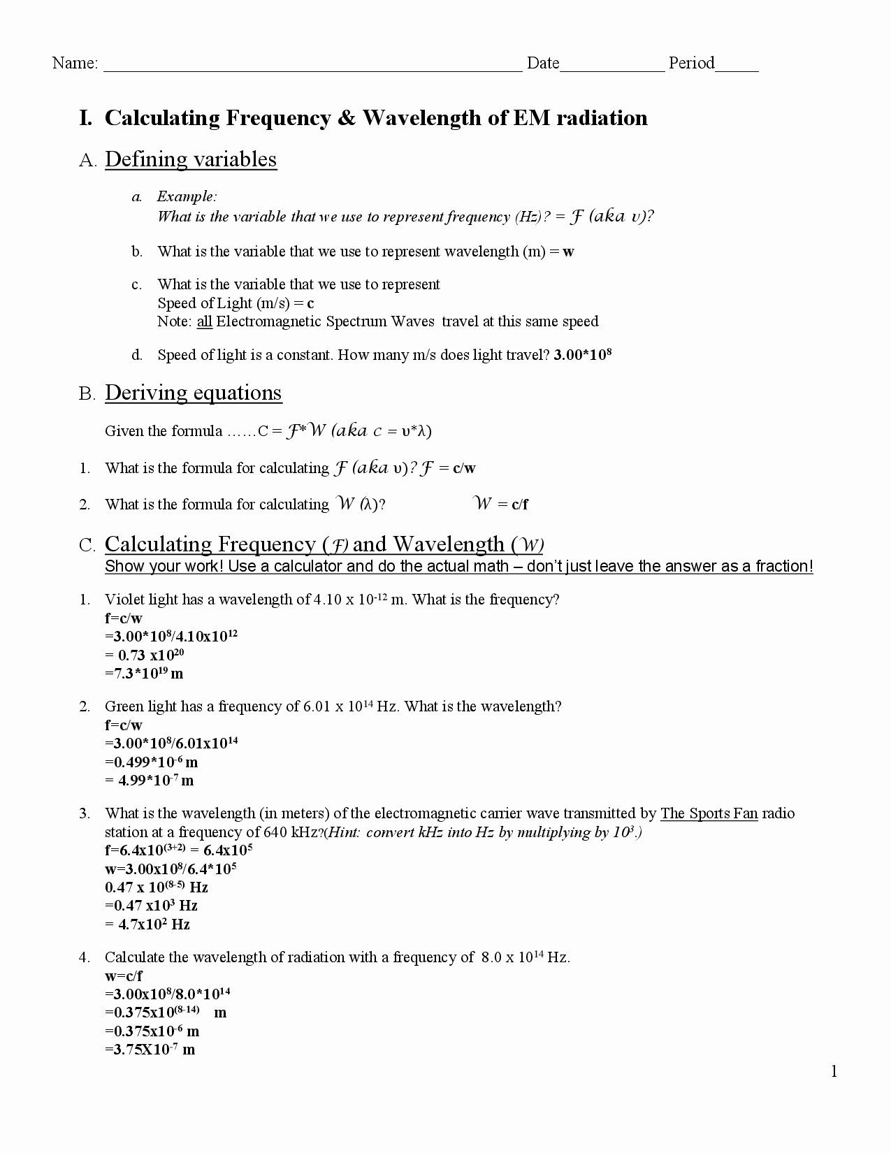 The Electromagnetic Spectrum Worksheet Answers | Worksheet for Education