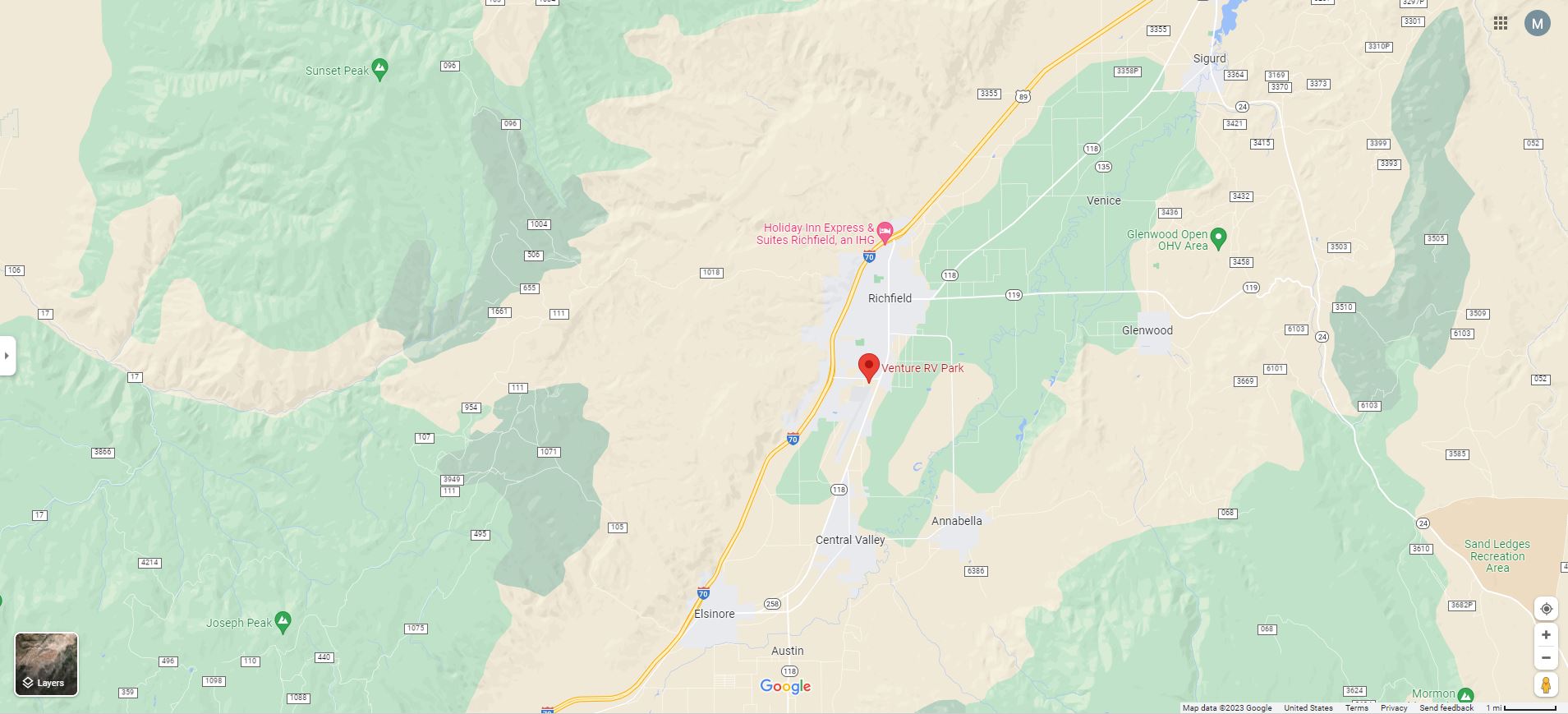 Directions/ Contact Us Venture RV Park Richfield Utah Full Hookup