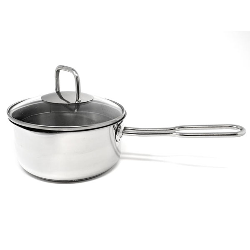 KRONA S/S 1.5QT VENTED POT/SAUCE PAN WITH STRAINING LID AND LONG HANDLE