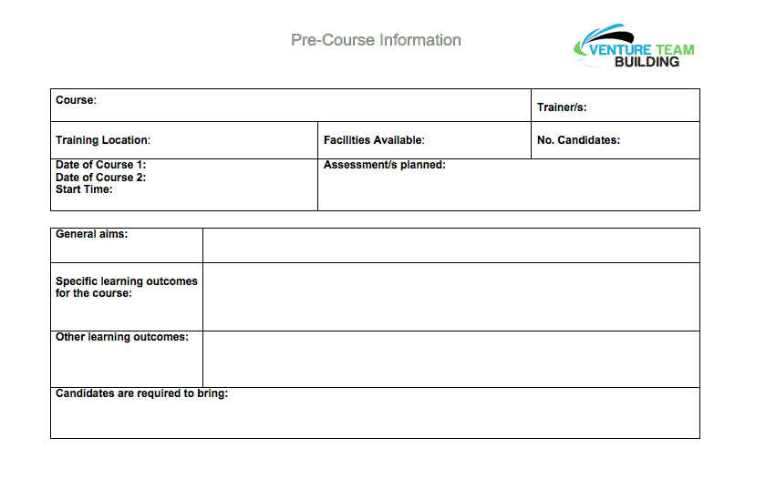Free PreCourse Information Template in MS Word