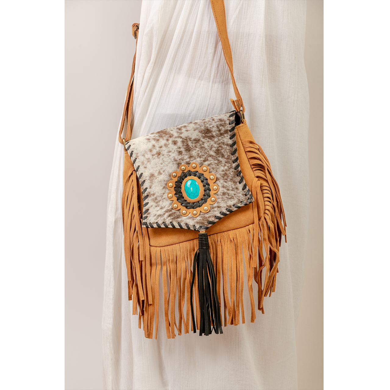 Combination Cowhide Fringe Bag Venus Leathers Leather & Hairon Bags