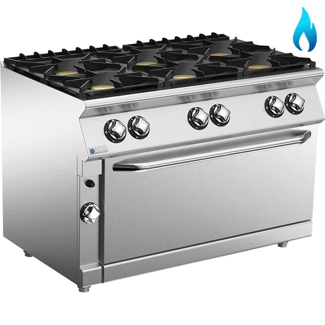 Газов котлон с шест горелки и голяма газова фурна Mareno NC7FGM12G