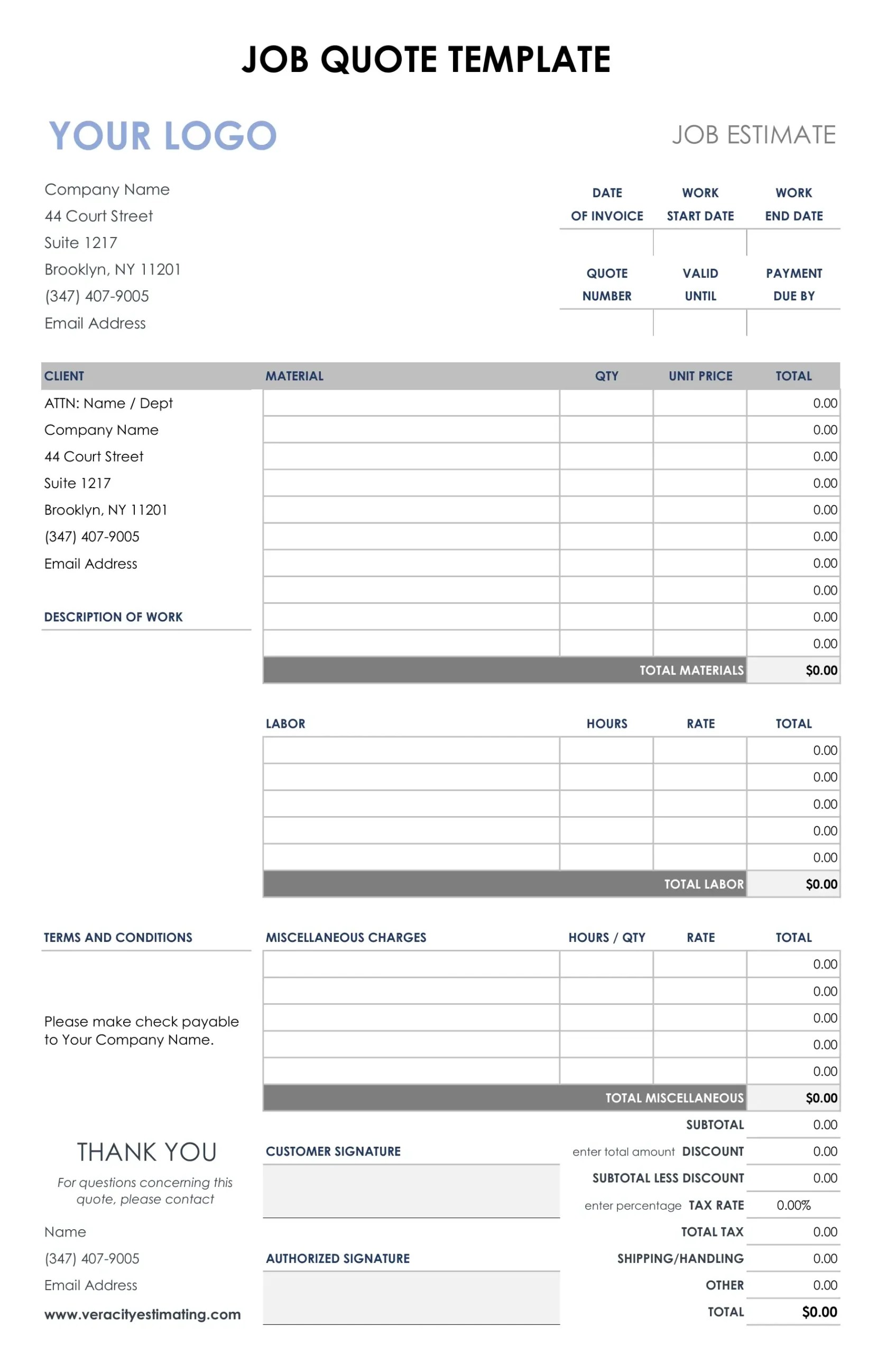 Download FREE Construction Quote Templates