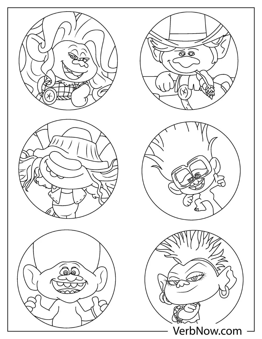 Free TROLLS Coloring Pages for Download (Printable PDF)