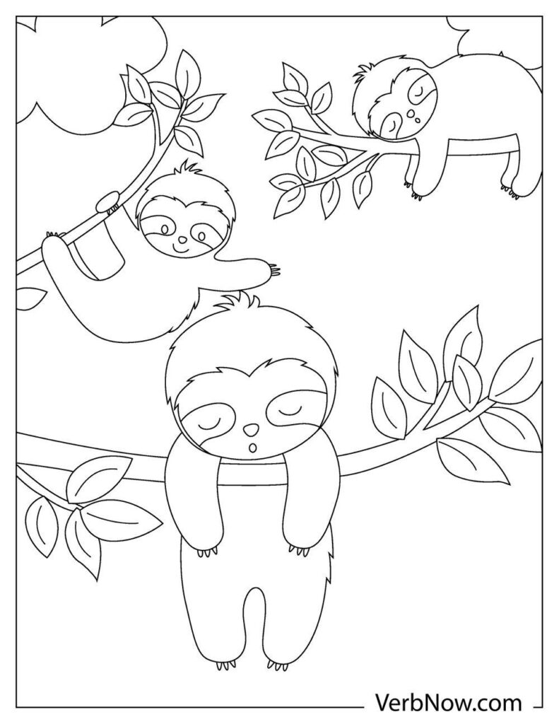 Free SLOTH Coloring Pages & Book for Download (Printable PDF) - VerbNow