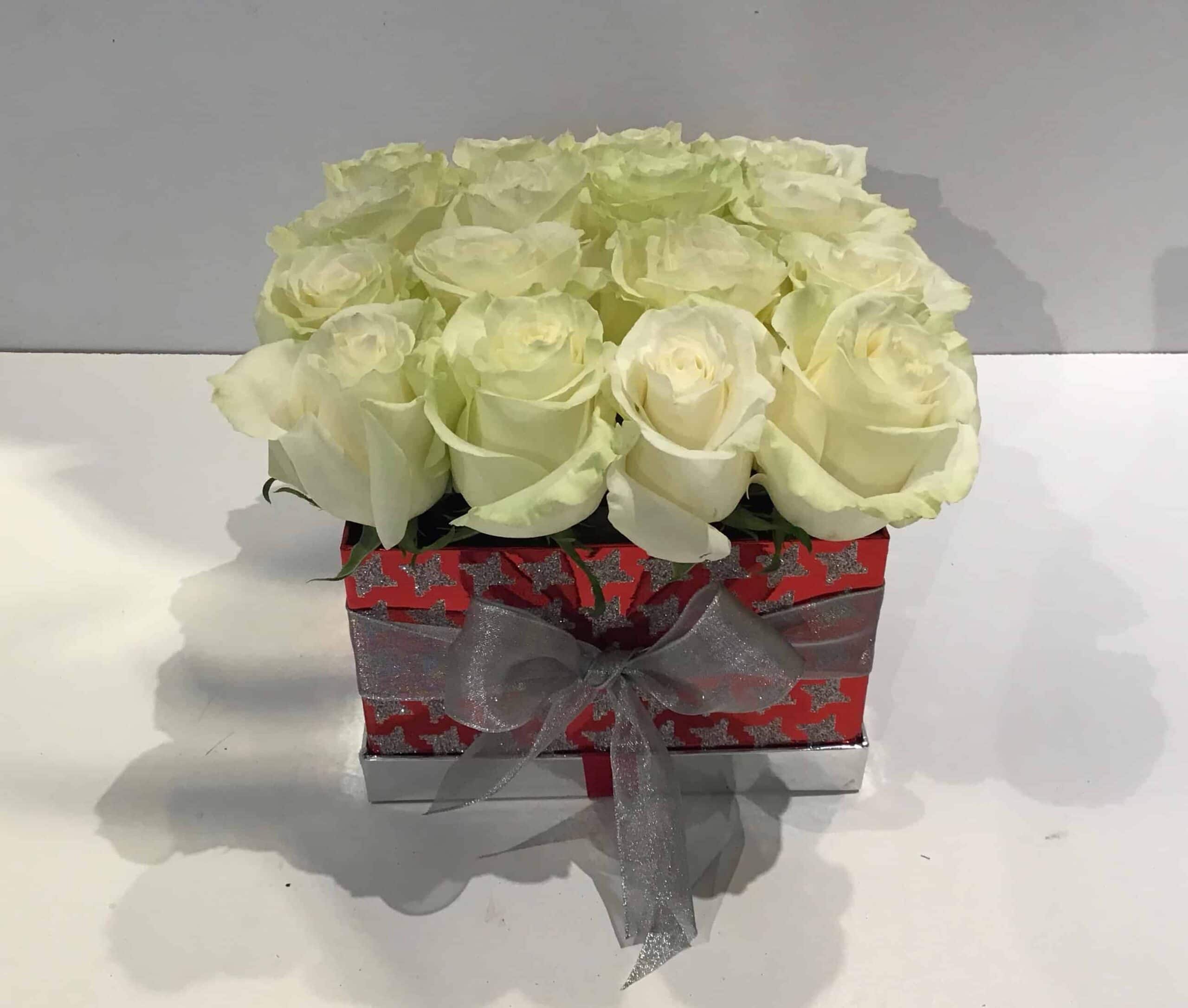 Square Box with Roses Verdant Floral Studio