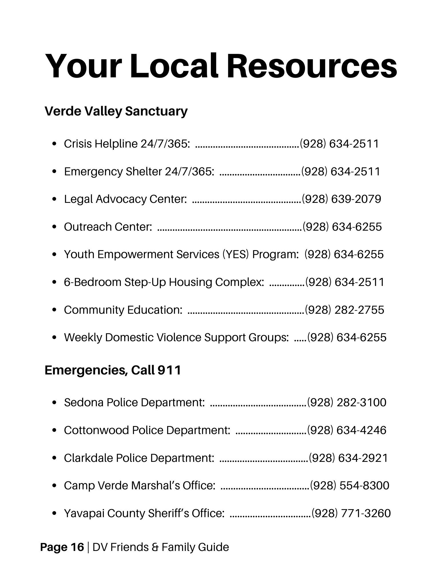 DV Friends & Family Guide Verde Valley Sanctuary