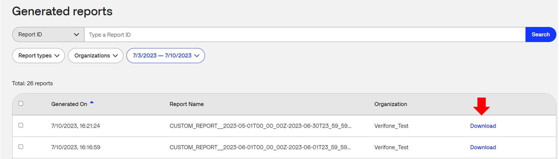 How to export a report | Verifone Central | Verifone Developer Portal