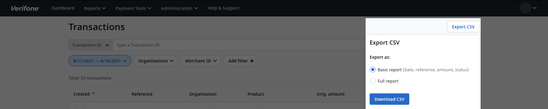 Exporting Reports | Verifone Central | Verifone Developer Portal
