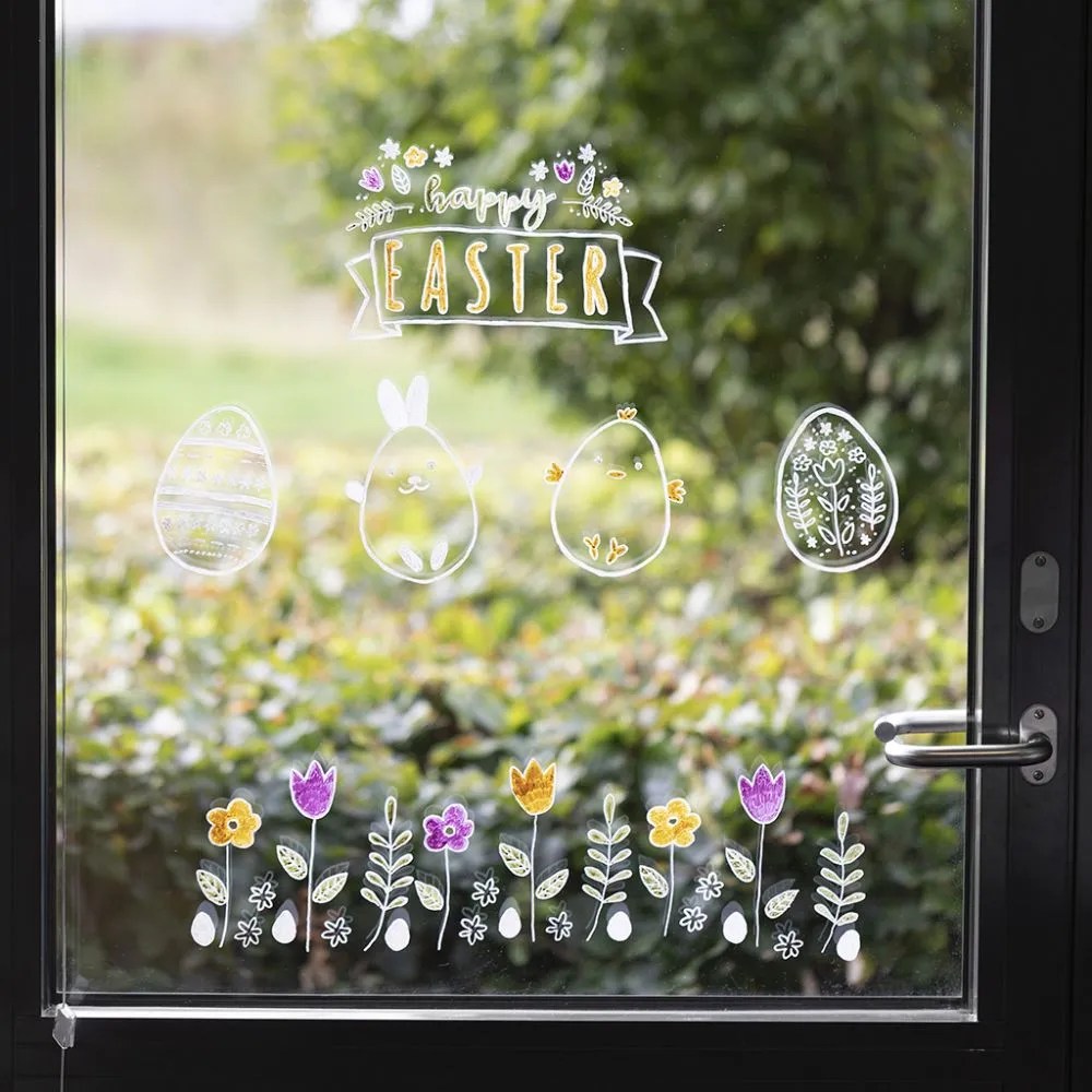 Easter Bunny Window Painting using Chalk Markers, Eggs and More