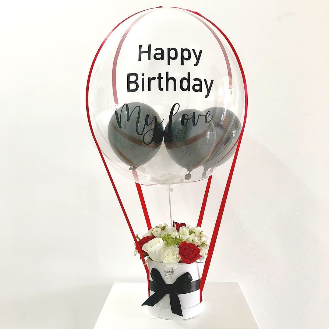 Artificial Flower Balloon Bouquet Box • Versatile Gifts Sydney