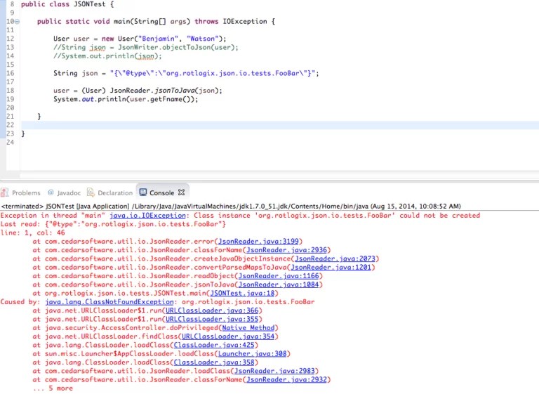 Experiments with JSONIO, Serialization, Mass Assignment & Java Object