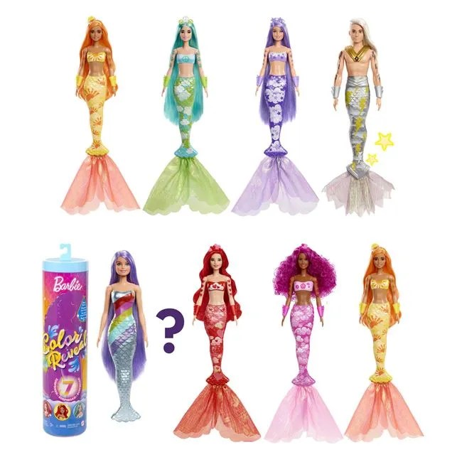 P??pu???? Barbie Color Reveal Mermaids, Mattel, 8x32 Cm, 3 Ani + Vervo.ro