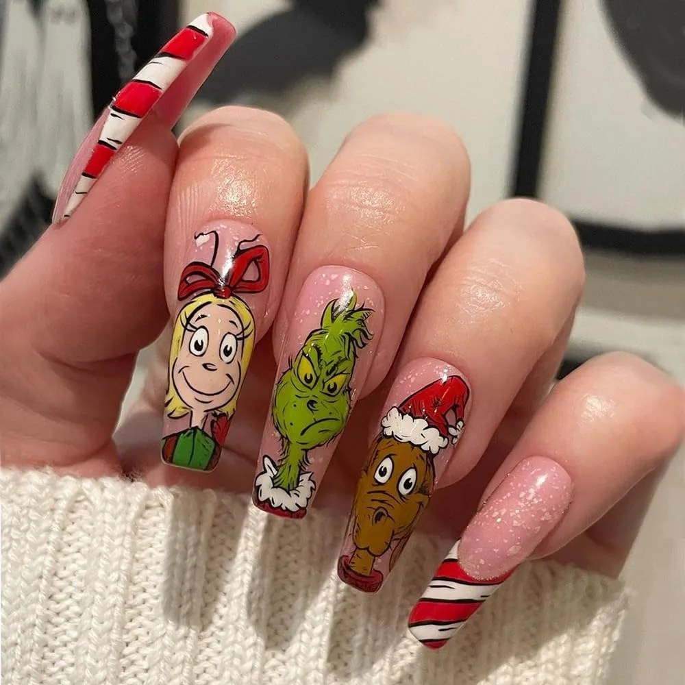 25 Cute Grinch Nails for Christmas Very Easy Makeup