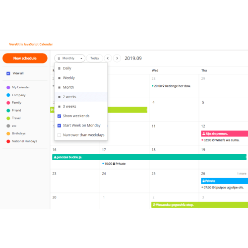 HTML5 JavaScript Events Calendar Control HTML5 JavaScript Scheduler