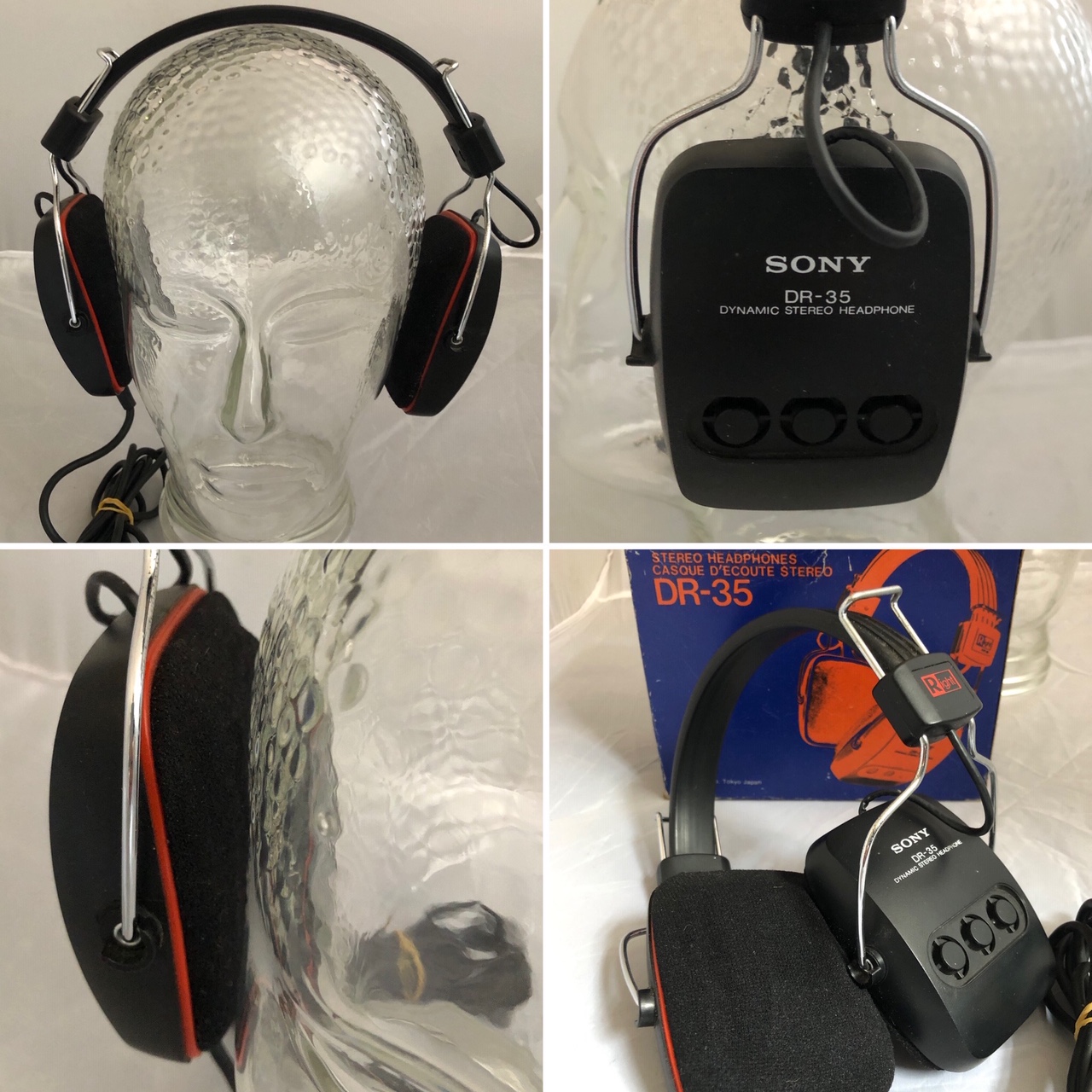 1970s SONY DR35 Stereo Headphones in original box (inc P&P) Very Very Vintage