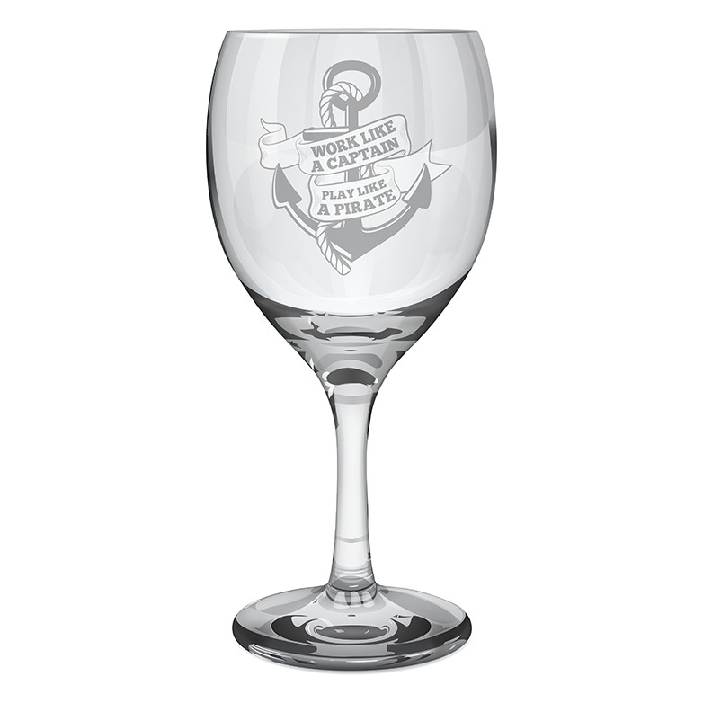 Work Like A Captain Wine Glass Vessel Placards