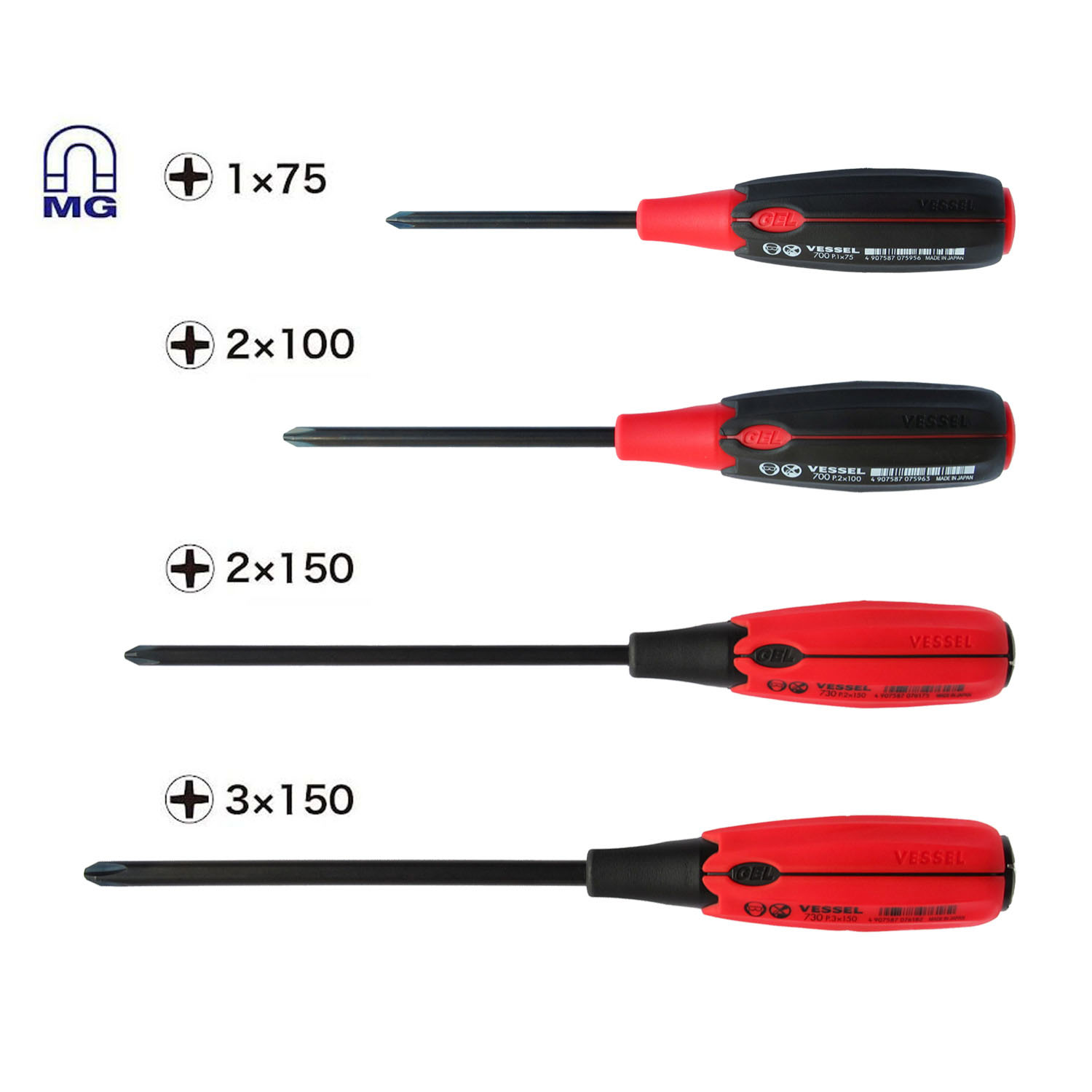 SUPER CUSHION JIS Screwdriver 4PCS. Set 7304JSPB Screwdrivers Hand