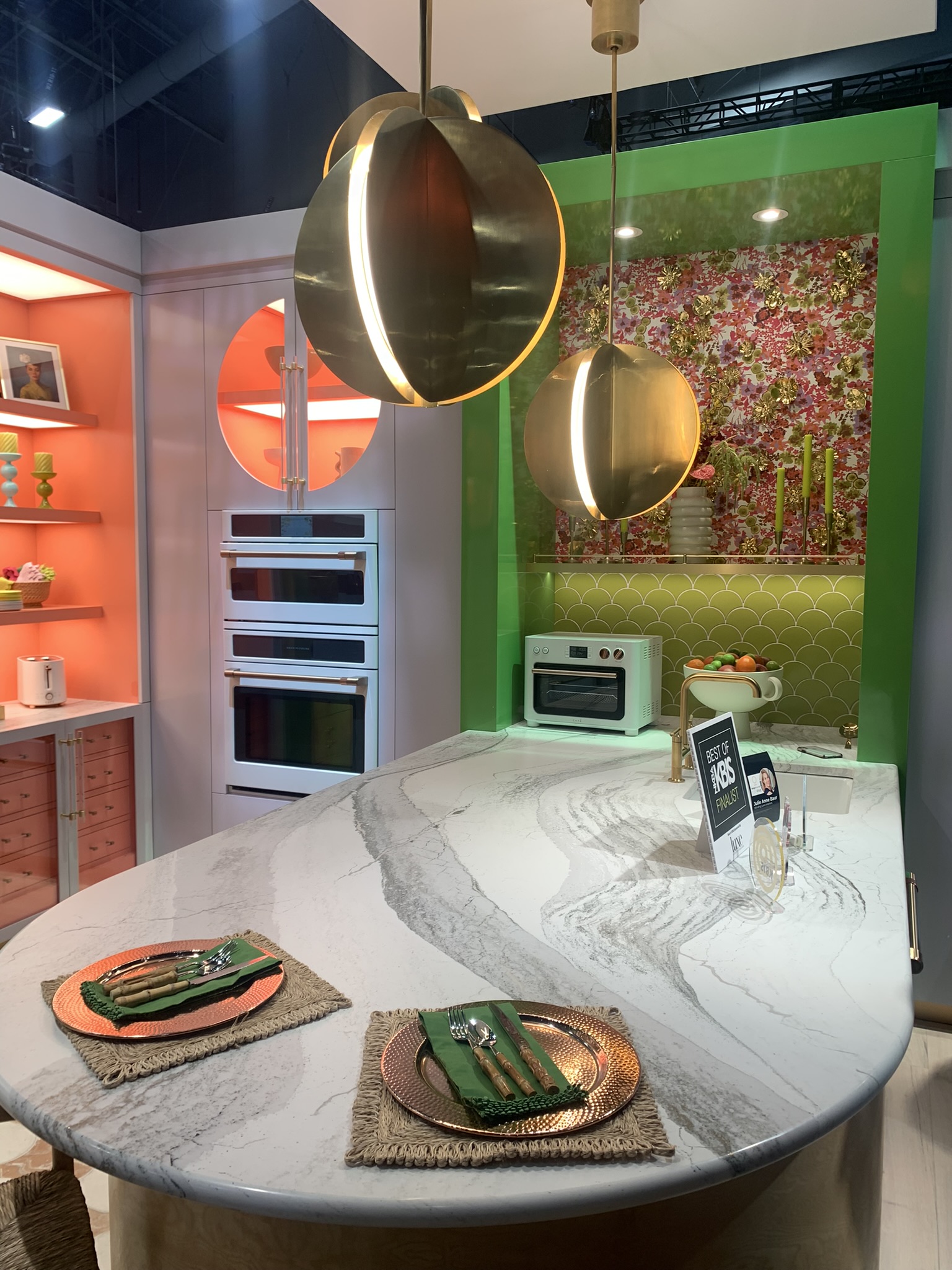 colorful kitchen display with curves