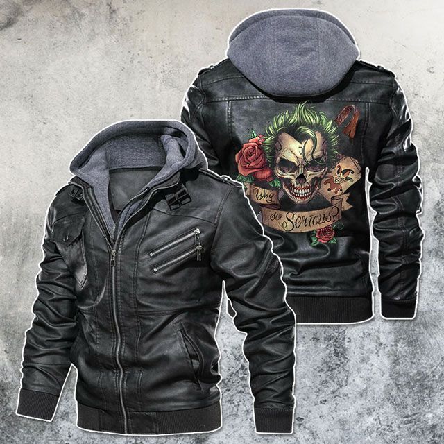 Black, Brown Leather Jacket For Men Joker Skull Why So Serious