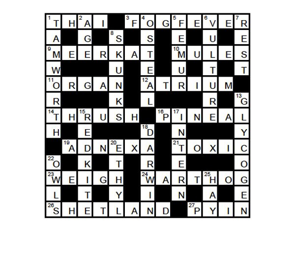 Veterinary crossword solution—September 2019 Vet Practice Magazine